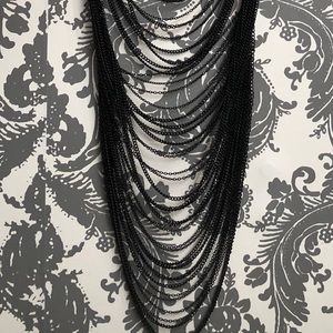 Black metal, chain link, extra long necklace